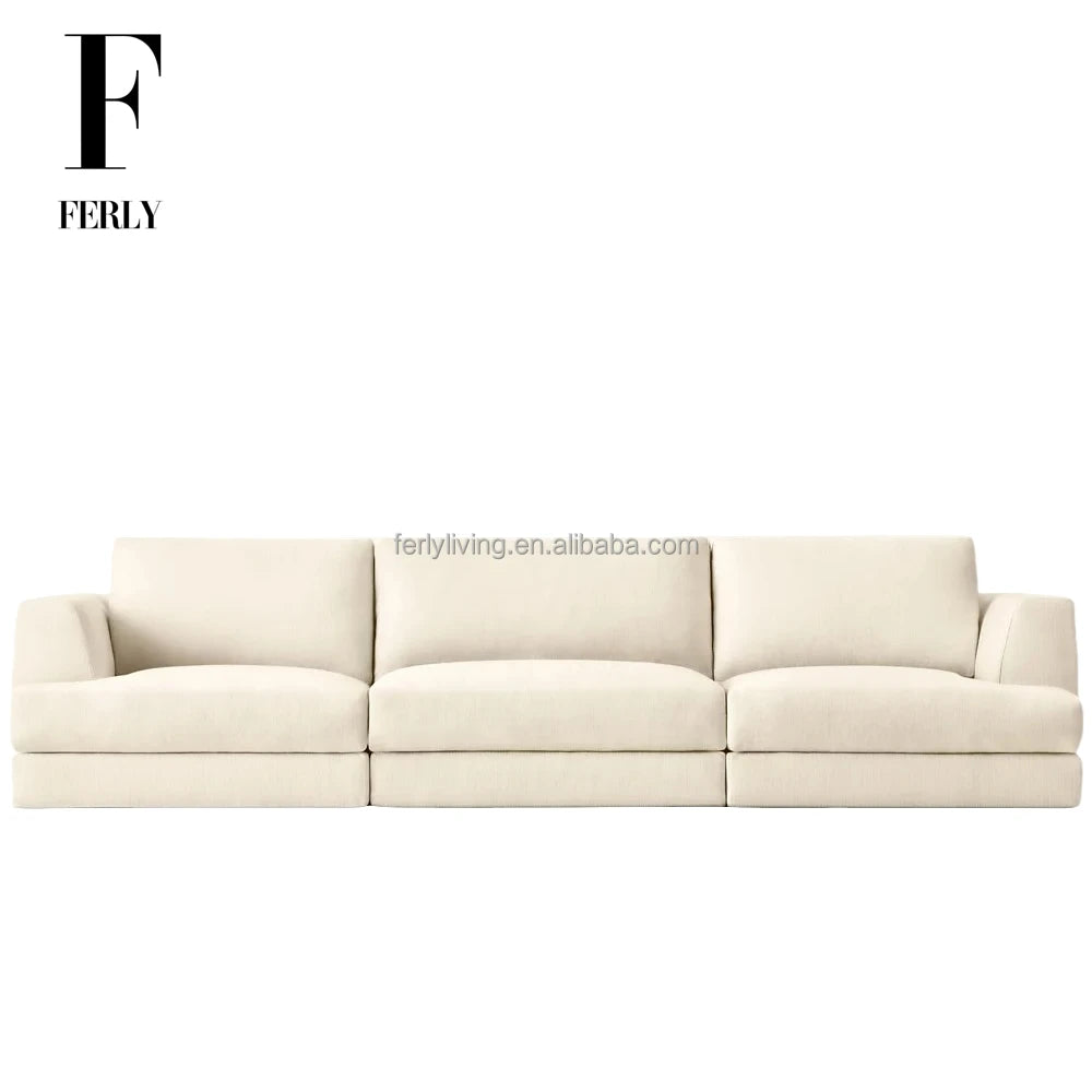 FERLY Hot Sale Modern Luxury Living Room Elegant Velvet Fabric Modular Sectional Couch 3 Seater Sectional Sofa