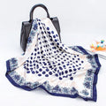 European and American Vintage Style Black and White Round Dot Printed 90*90cm Square Silk Scarf for Summer