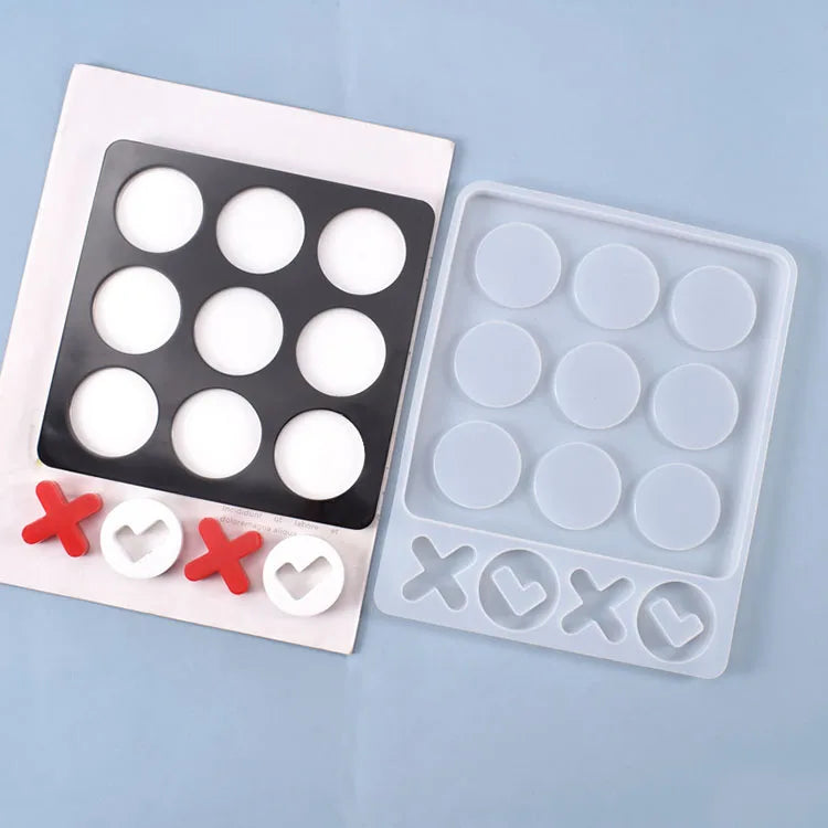 YS DIY XO Chess Game Plaster Mold Silicone Handmade Tictactoe Craft Tool Jewelry Accessories Parent-Child Interaction Game Mould