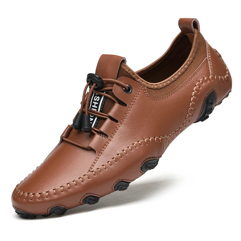 Accept OEM Service Add LOGO 4 Season Hand Made Genuine Leather Casual Business Career Dress Shoes Men Loafers