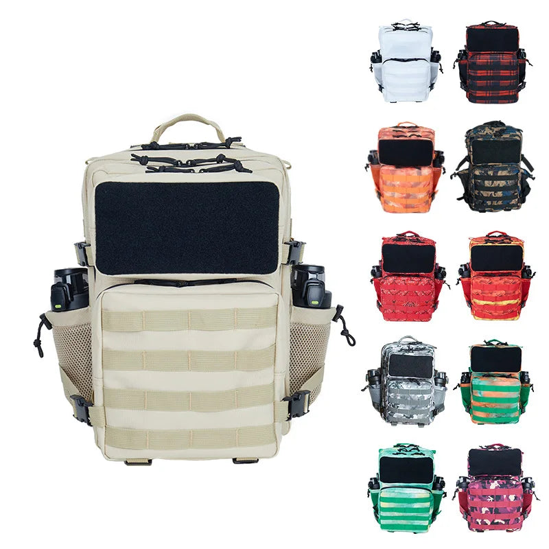 Custom Logo 35L Tactical Gym Backpack 900D Oxford Waterproof Workout Fitness Travel Duffel with Linen Cup Holder Fashion Style