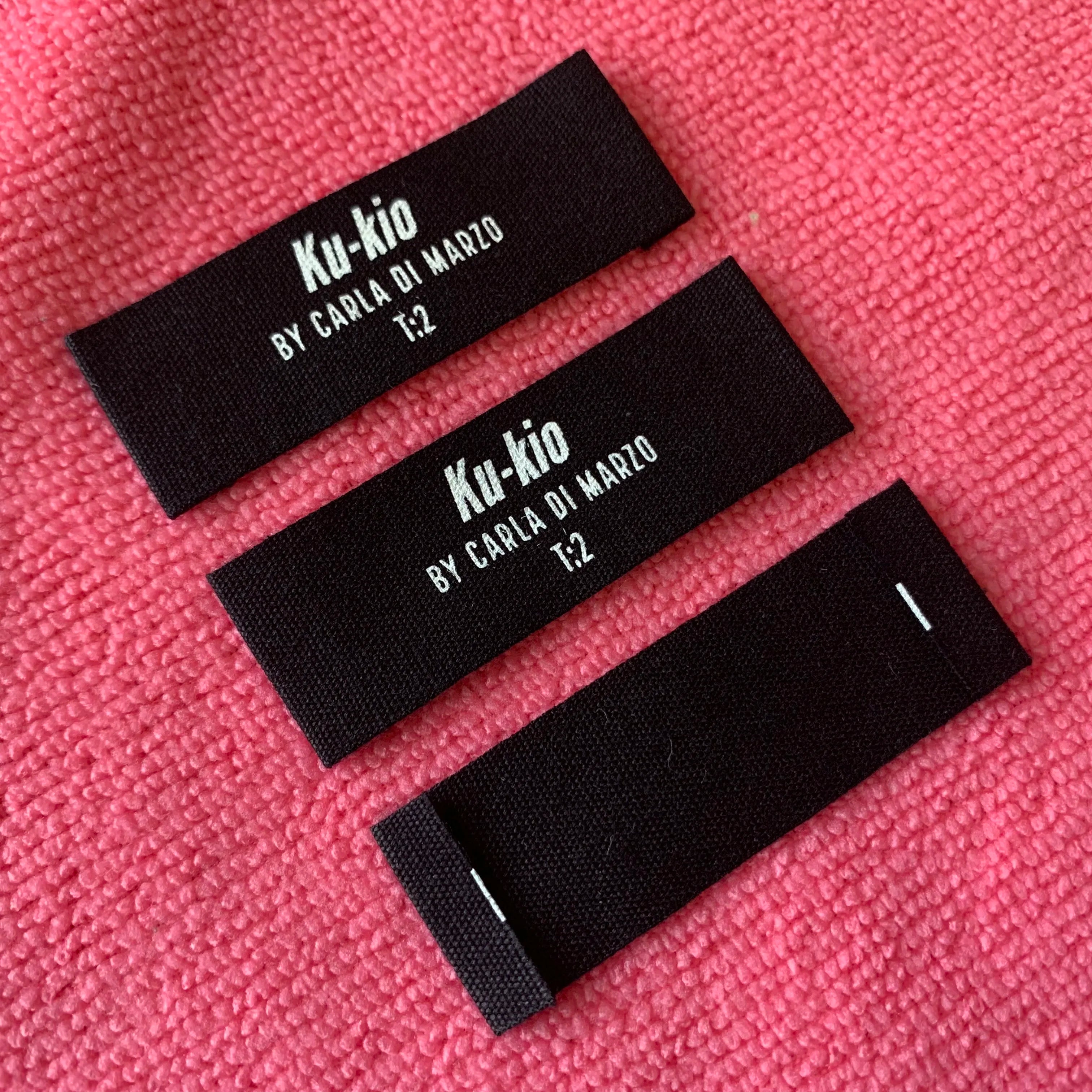 Custom logo Matte Surface Black Cotton Neck Labelwashable Organic Black Cotton Name Tag for Garment
