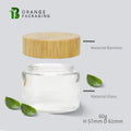 Refillable Customized 20g/50g/60g/100g/200g Frosted Glass Jar with Bamboo Lid Eco-Friendly Cosmetic Packaging for Cream Lotion