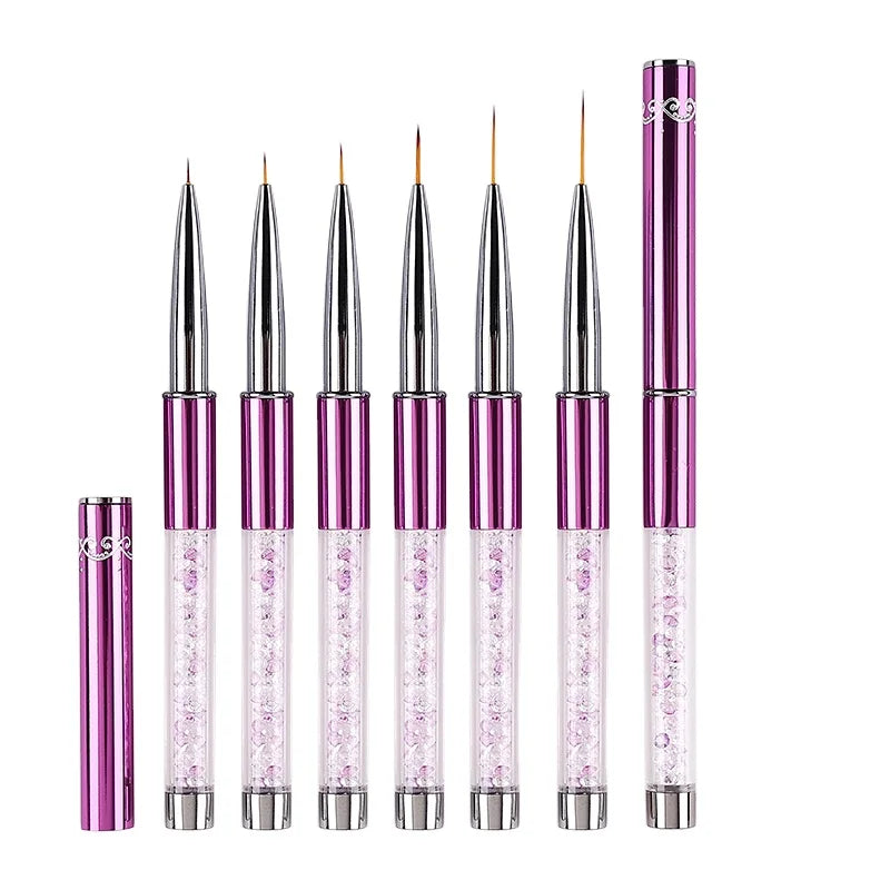 Hot Sell Liner Brush Nail Acrylic Painting Pen Manicure French Liner Nail Art Brush With Metal Handle