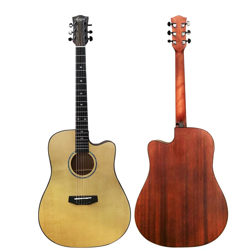 AiersI OEM/ODM 41 Inch Solid Spruce Top Cutaway Acoustic Guitar Folk Guitar for Sale