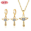 Jewelry Wholesaler Distributor 18K Gold Plated Cz  Wholesale Earings Necklace Sets Jewelry Zirconias for Cute Girls