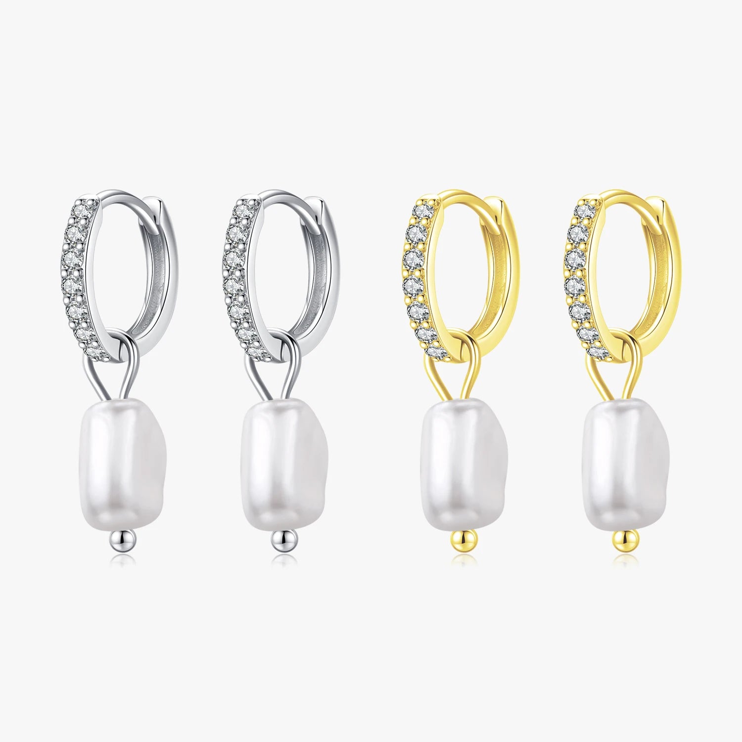 Classic Elegant Ear Buckles for Women Party Fine Jewelry Gifts 925 Sterling Silver Irregular Baroque Pearl Hoop Earrings