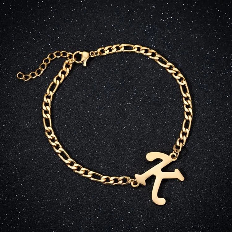 Fashion Gold Plated Bangles 26 Letters Alphabet Charm Bracelet for Women