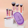 Portable Mini 10-Piece Makeup Brush Set Women's Beauty Tool with Foundation Eyeshadow Blush Concealer Application Cosmetic Bag