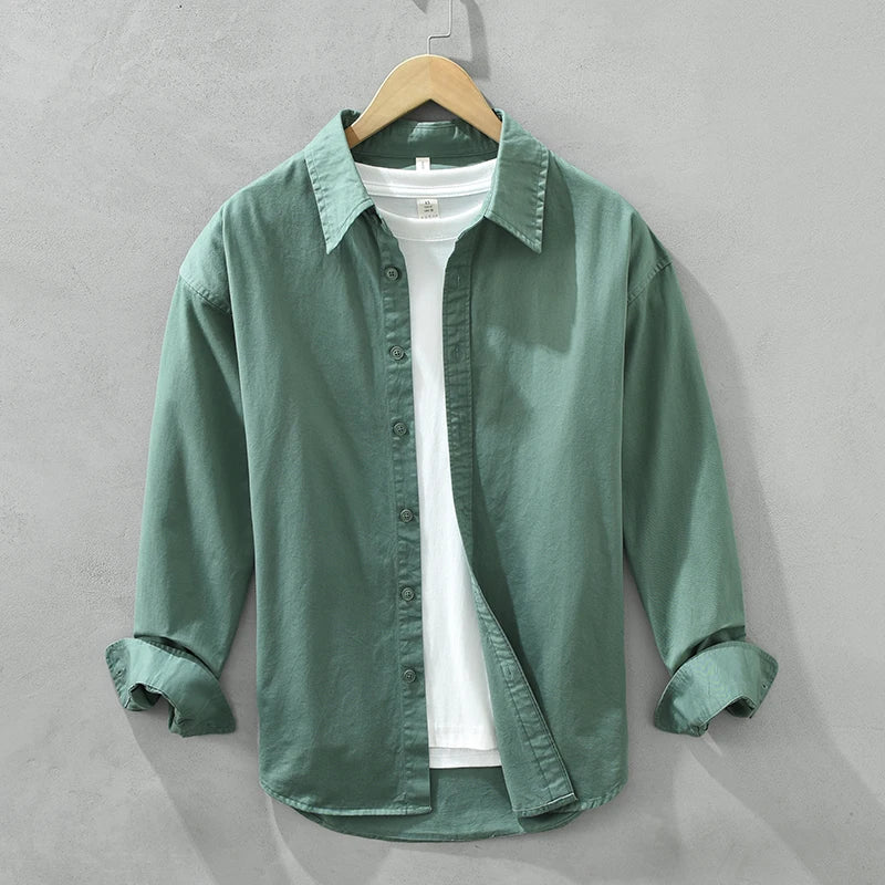 Fashion Woven Custom Handsome Casual Long Sleeve Solid Color Shirt for Men