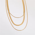 Fenny 18K PVD Plated Waterproof Trendy Three Layers Herringbone Necklace Sweater Chain Stainless Steel Jewelry Wholesale