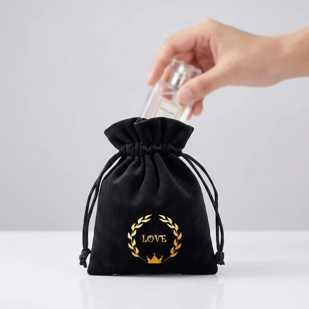 Customizable Velvet Drawstring Pouch for Rings and Bracelets Elegant Jewelry Gift Container