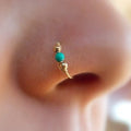 GT Ear Cartilage Nostril Bone Body Piercing Jewelry Wire Wrapping Turquoise Bead Nose Rings