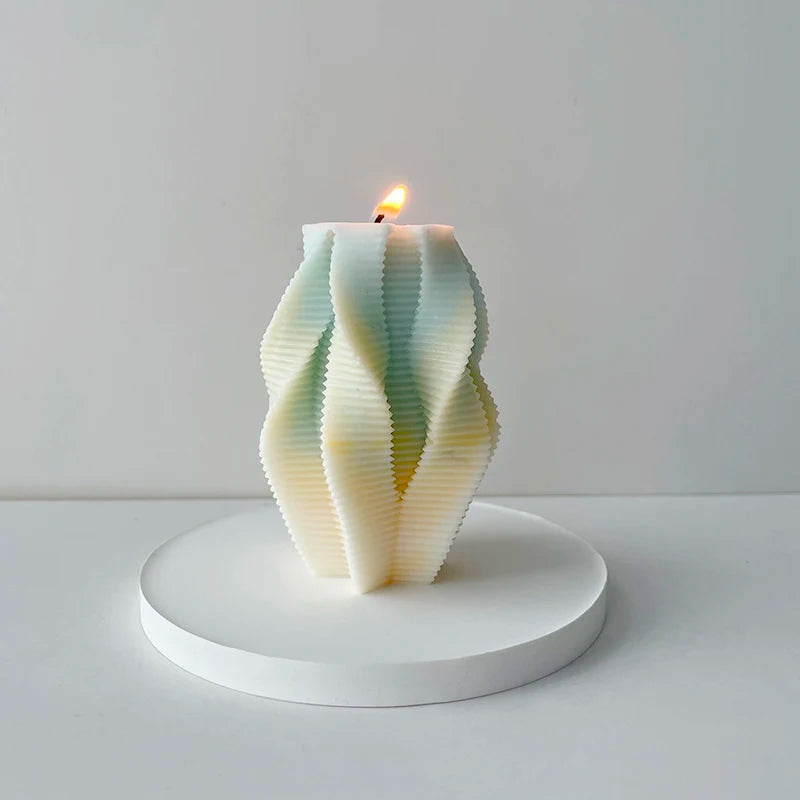 Geometric Rotating Column Candle Silicone Mold Geometric Line Column Epoxy Ornament Mold