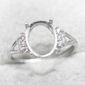 Sterling Silver 9*11mm Semi Mount Ring Empty Frame Blank Support Setting S925 Base Holder Without Center Stone for DIY Inlay