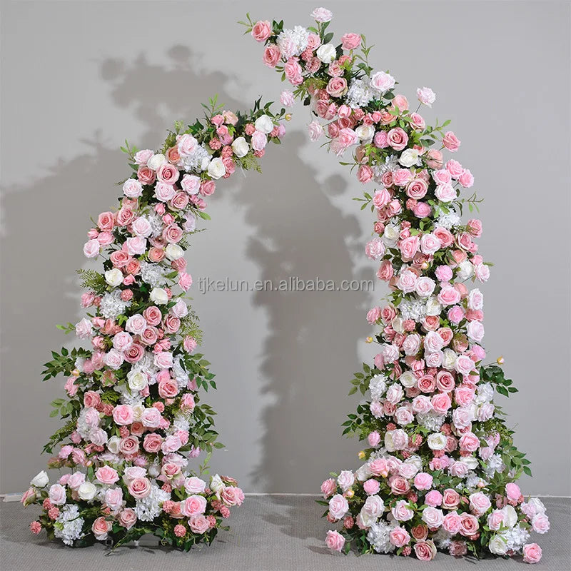 GJ-HOA04 Wholesale Artificial Silk Flower Horn Arch Wedding Artificial Flower Horn Arch Set Flower Arch for Party Wedding