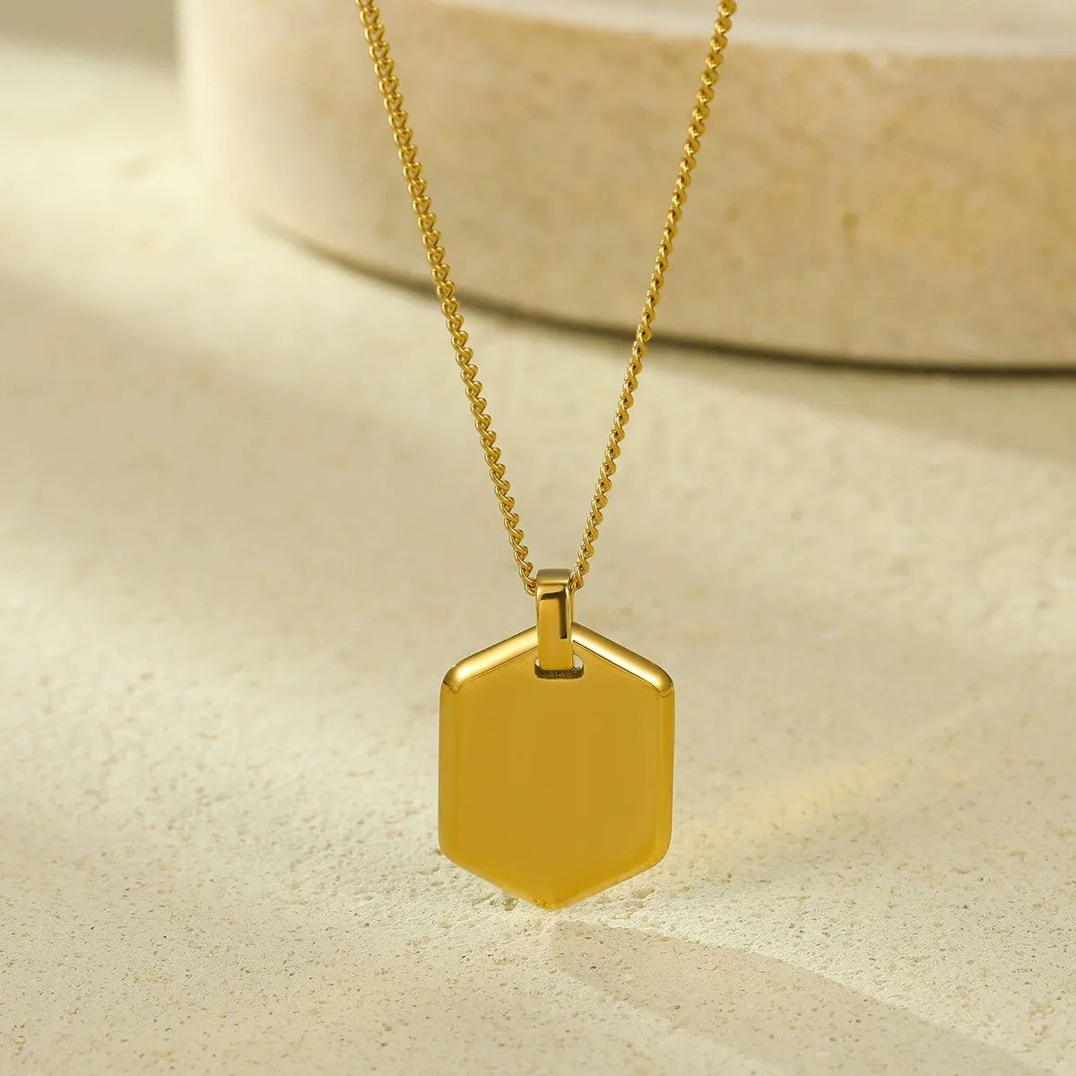 NIMAI Fashion 18K Gold Stainless Steel Necklace Classic Private Custom Name Blank Pendant Side Link Chain Men's Women's Gift