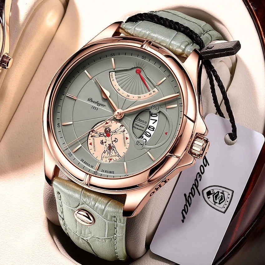 POEDAGAR Watches  New Men's Sport Chronograph Design Quartz Wristwatch Waterproof Date Leather Clock Luxury Men Watch Man Gift