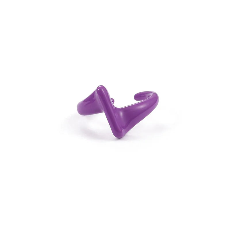 New Arrival Y2K Trendy Jewelry Irregular Opening Finger Ring Geometric Enamel Ring for Women Girls