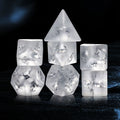 Frosted White Burst Dragons Dungeons Polyhedral Glass D&D Dice 16mm 20mm Set (D4 D6 D8 D10 D20)-Manufactured Dice Manufacturers