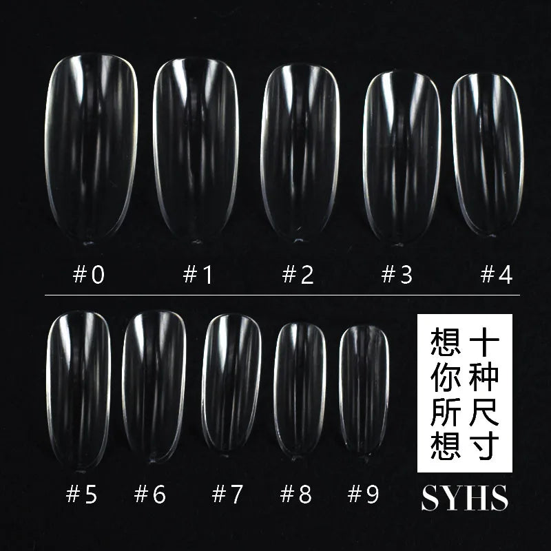 Trending 2023 New Transparent Plastic 10 Sizes 100 Pieces Full Cover Press on Nail Extension Tips