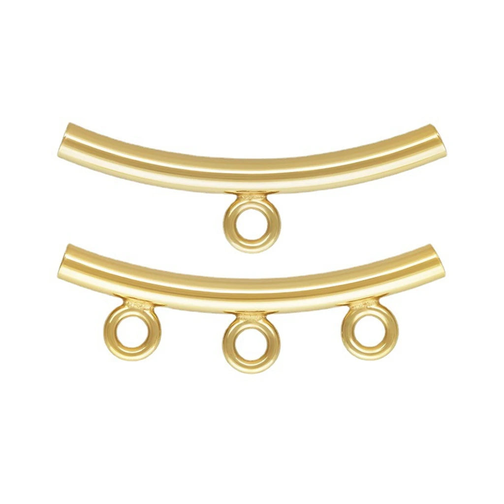 Good Quality 14K Gold Filled Curved Tube With Ring for Women Diy Accessories Jewelry Making Bracelet Finding Wholesale