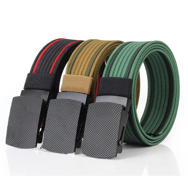 New Nylon Belt Scroll Buckle Belts No Ratchet No Holes Mens Canvas Belt Outdoor Wholesale Factory