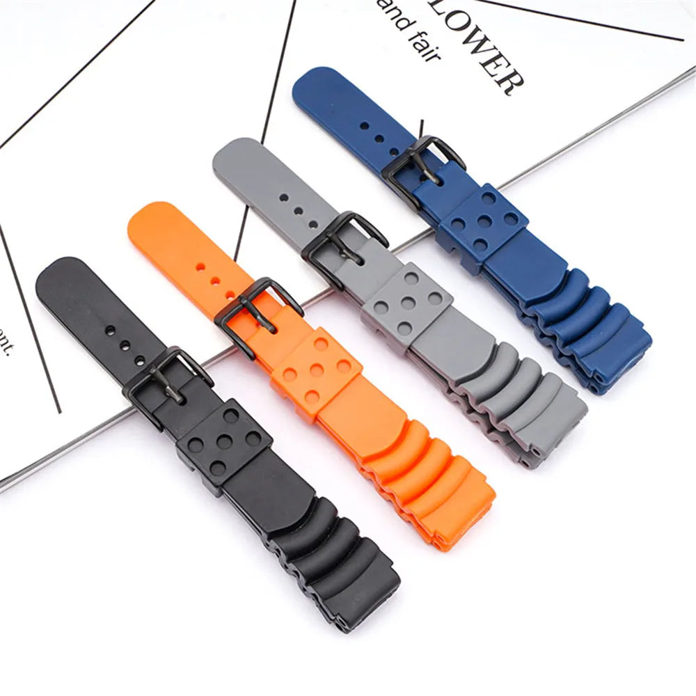 20mm 22mm 24mm Diving Rubber Watch Strap Waterproof Silicone Sport Wrist Band Bracelet Watchband