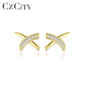 CZCITY Elegant Zircon Jewelry Zircone Stone 14K Gold Wholesale Cross Cubic Zirconia Hot Sale Earring Stud