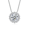 CZCITY Moissanite Pendant Necklace Flower Shaped 925 Sterling Silver Chain Jewelry Necklace