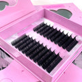 Vegan Matte Black Volume Eyelash Extensions Faux Mink Korean Pbt Wholesale Individual Lash Extensions 0.03 Volume Lash Trays