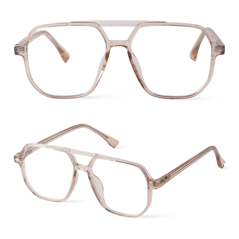 PSTY1914K Double Bridge Reading Glasses Anti Blue Light Vintage Retro Optical Eyeglasses Frame for Women Men