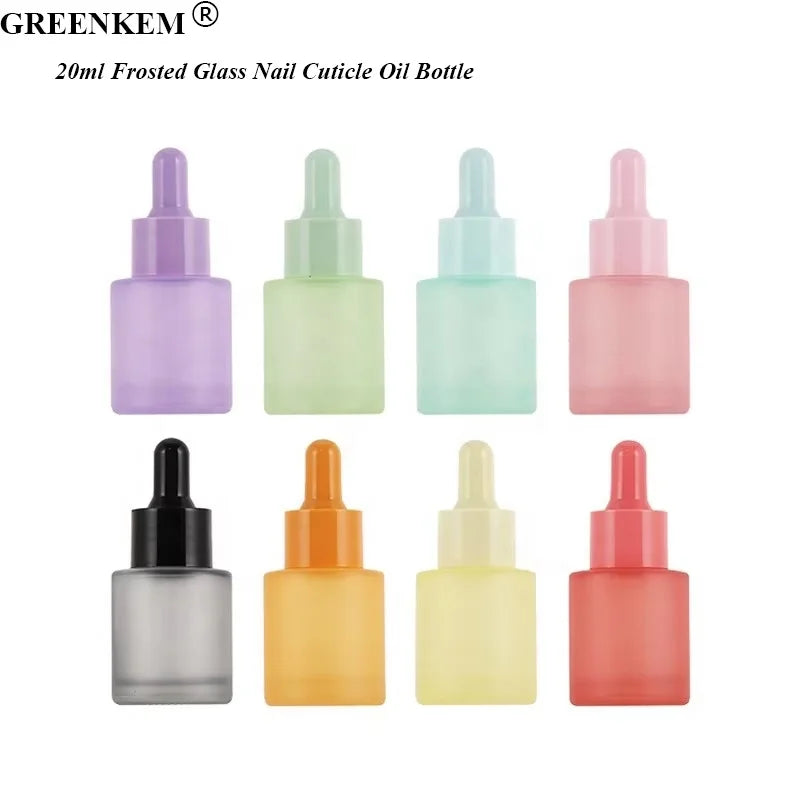 20ml Frosted Glass Nail Cuticle Oil Empty Bottle Nail Removal Water Empty Glass Bottle Color Crystal Nail Glass Dropper Bottle