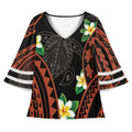 Hawaii Flowers and Turtle Design Polynesian Tribal Tattoo Print Blouses Cute Oversize V-neck Women's Blouses T Shirts for Women