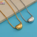 Hot Sale Elegant Minimalist Stainless Steel Pvd Gold Plated Box Chain Coffee Bean Necklace Women Clavicle Necklace