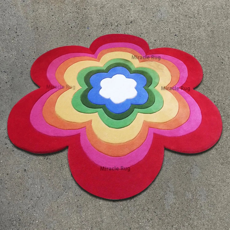 Eternity Rose Flower Pattern Rug 3d Custom Die Cut Shape Rugs With Logo 3D Designer Area Rugs and Carpets