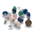 Natural Gemstone Abacus Beads Stud Earrings Amethyst Rose Quartz Agate Crystal Earring Stud Jewelry for Womens Girls