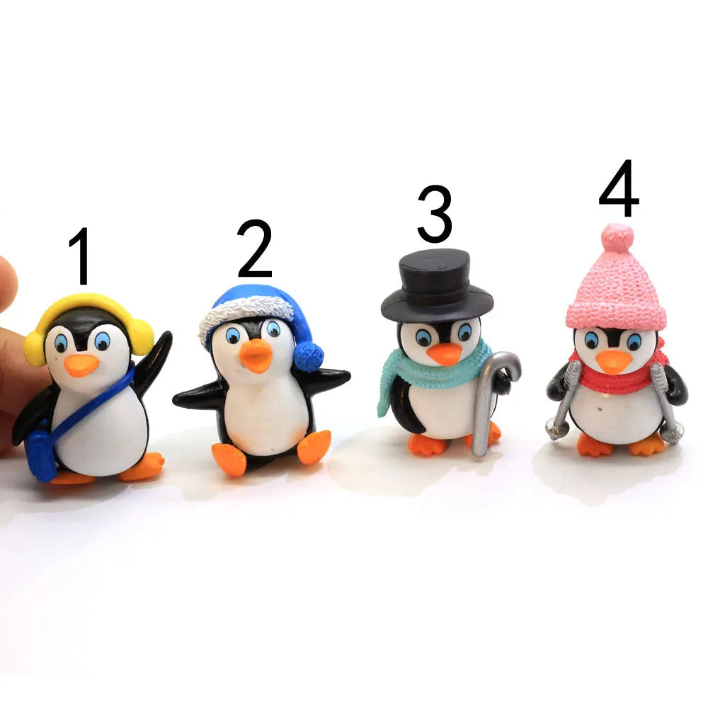 100pcs/set Cute Miniature Penguin Figurine Christmas Mini Winter Cabochons Animals for Fairy Garden Decoration Crafts Jewelry