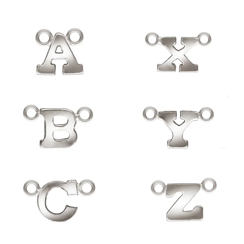 Fine S925 Sterling Silver Block Letter Pendants A-Z 14K Gold Filled Connector Charms for Jewelry Necklace Making