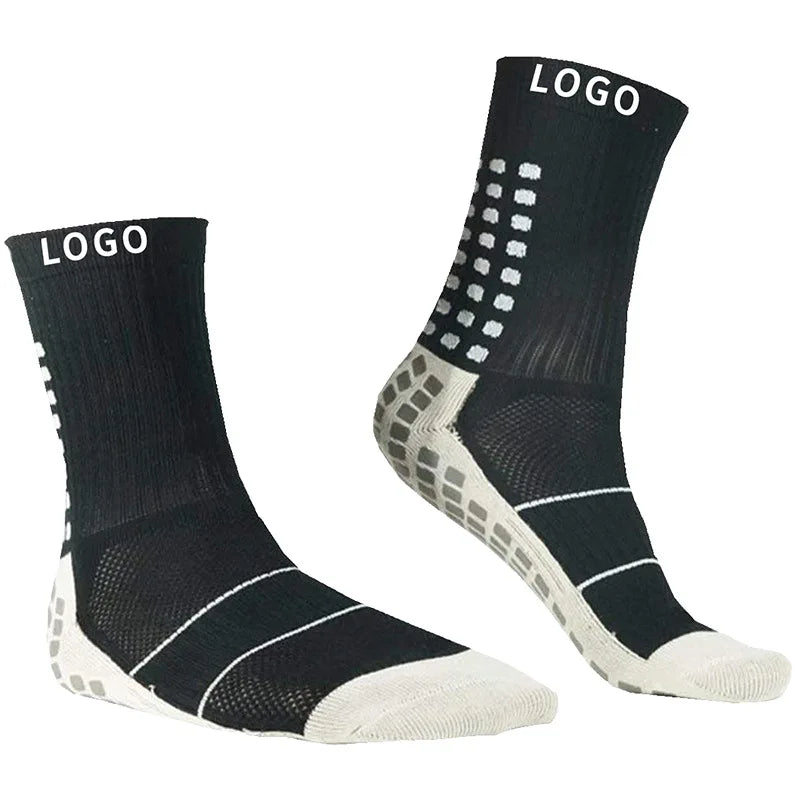 Customized Flocking Adhesive Anti slip Football Socks for Men's Anti slip Towel Bottom Sweat Absorbing Basketball Sports Socks