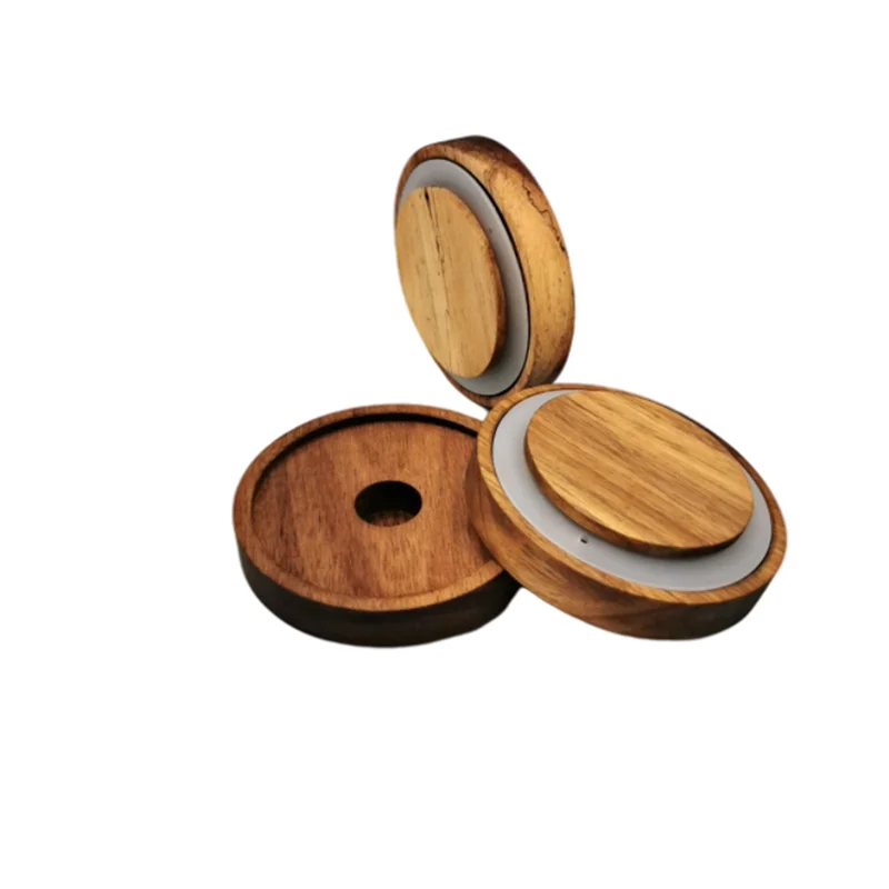 Free Sample Dry Food Storage Wood Lid Custom WALNUT Wooden Glass Jar Lid Food Grade Jar Cap with Silicone Ring