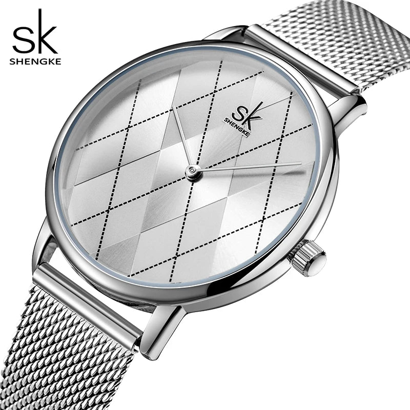 SK Casual Ladies Watches 3ATM Waterproof Mesh Stainless Steel Band Japanese Quartz Movement 38MM Gift Box Pack