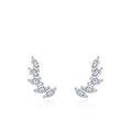 Wholesale Women Jewelry 925 Sterling Silver Cz Crystal Shine Stud Earings Feather Earrings for Women