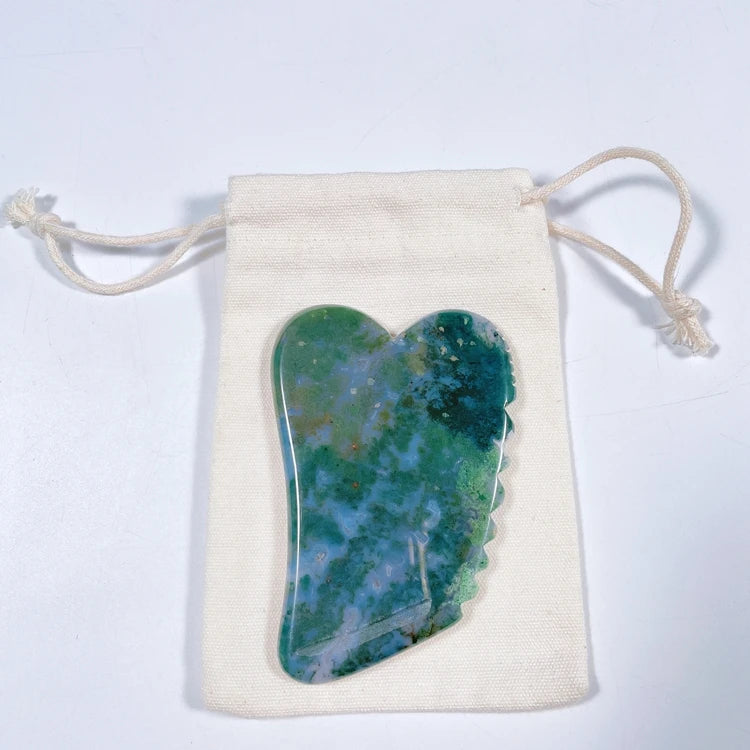 Huiying Best Price Guasha Facial Board Moss Agate Spiky Square Gua Sha Tools With Custom Logo For Lover's Gift