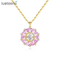 LUOTEEMI CZ Crystal Necklace Jewelry Jewellery Mona Lisa Multicolor Zircon Flower Pendant Necklace