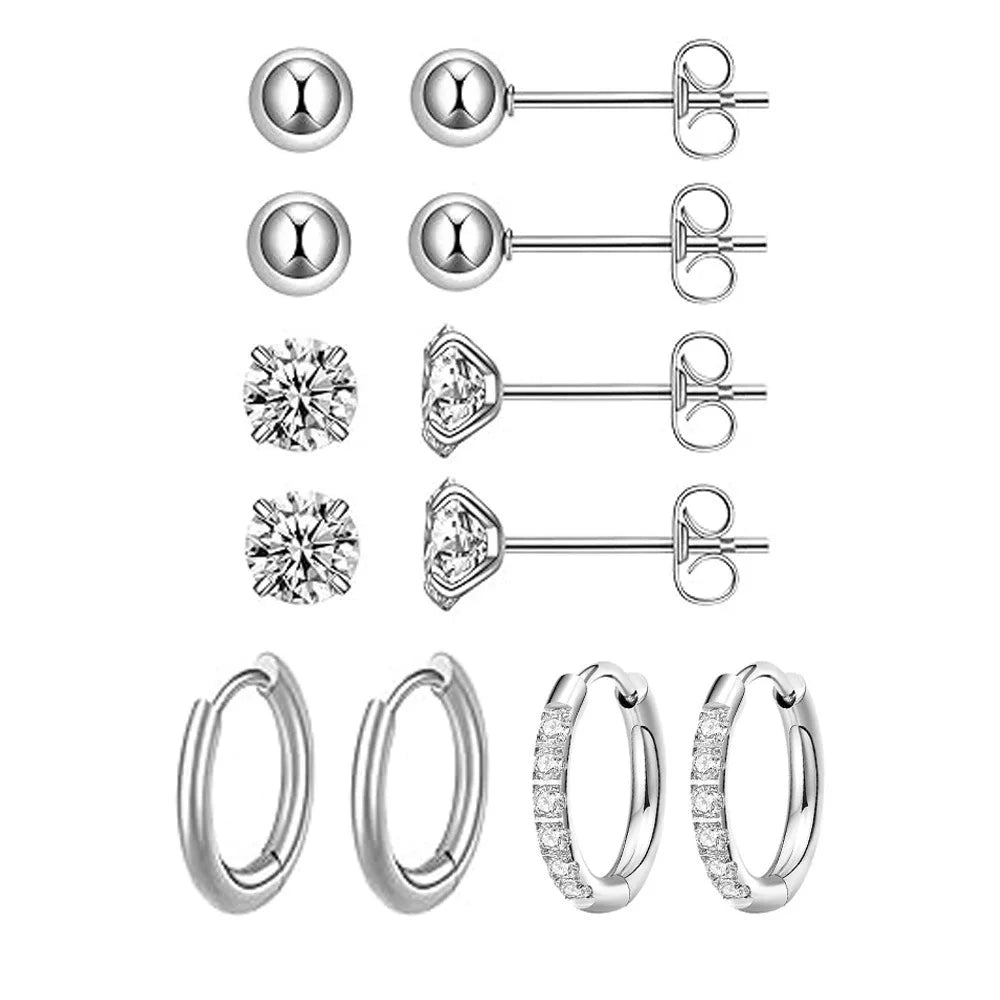 316L Non-tarnish Stainless Steel Zircon Earrings Exquisite High-end Versatile Stud Earrings Trendy Jewelry Accessories MegaBDM