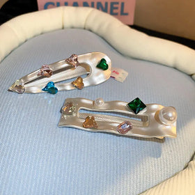 Y2k New Colored Metal Hair Clips Crystal Fashion Rhinestone Hair Pins Luxury Diamond Side Bangs Hair Accessories for Women Gir