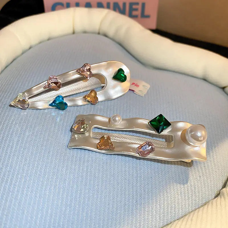 Y2k New Colored Metal Hair Clips Crystal Fashion Rhinestone Hair Pins Luxury Diamond Side Bangs Hair Accessories for Women Gir