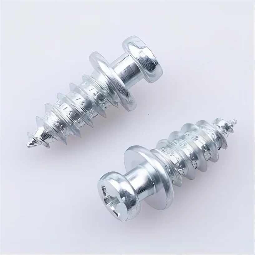 Zinc Plated ISO Metric M6x13mm Carbon Steel Flat Head Hidden 2-In-1 Mini Fix Connector Screw Furniture Bolt