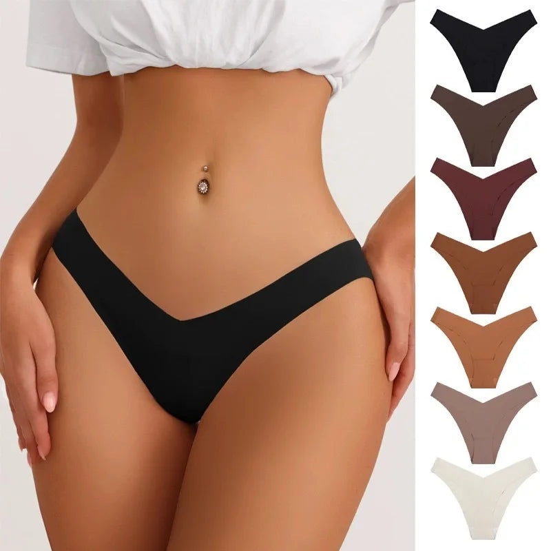 Factory Outlet Women's Seamless Ice Silk Underwear Low Waist Plus Size Triangle Pants Breathable Quick Print Everyday Knitted
